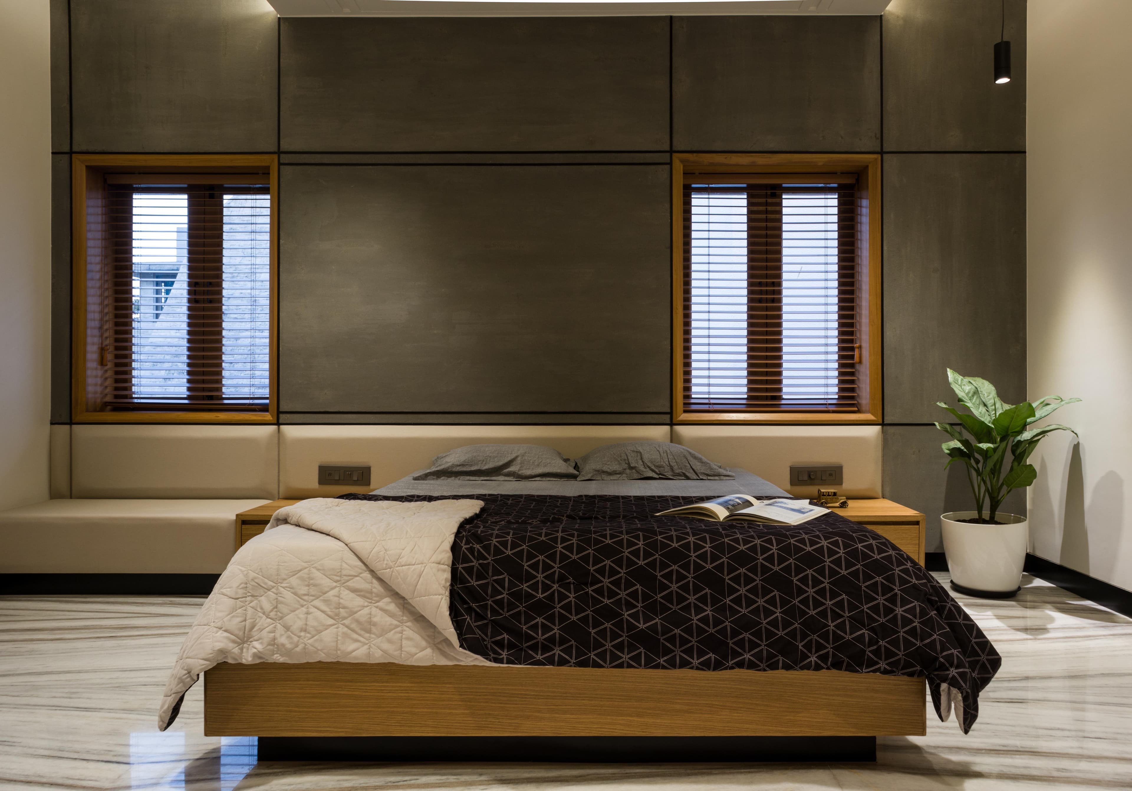 Wooden paneled wall with signage