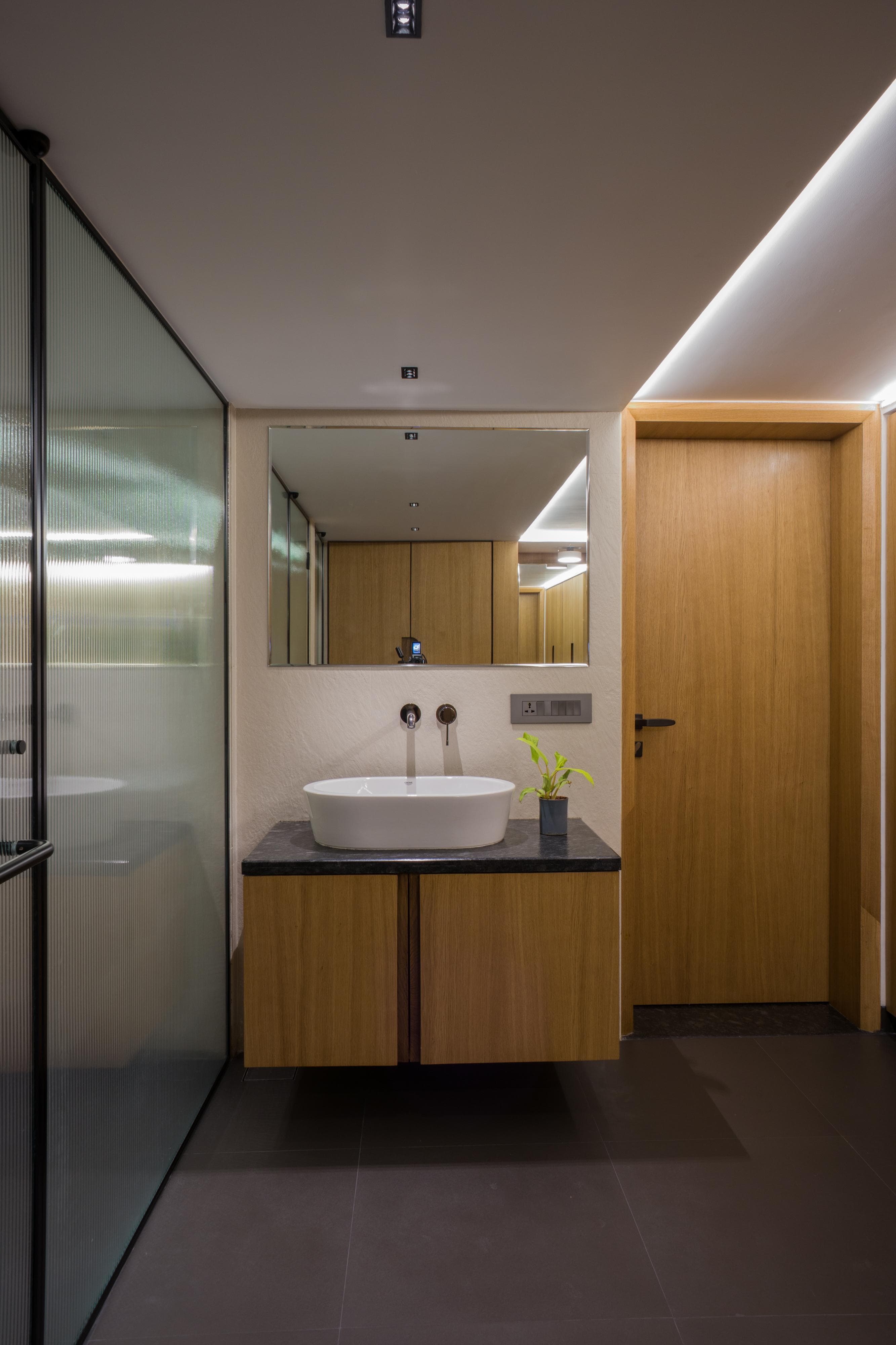 Work desks with modern decor and lighting