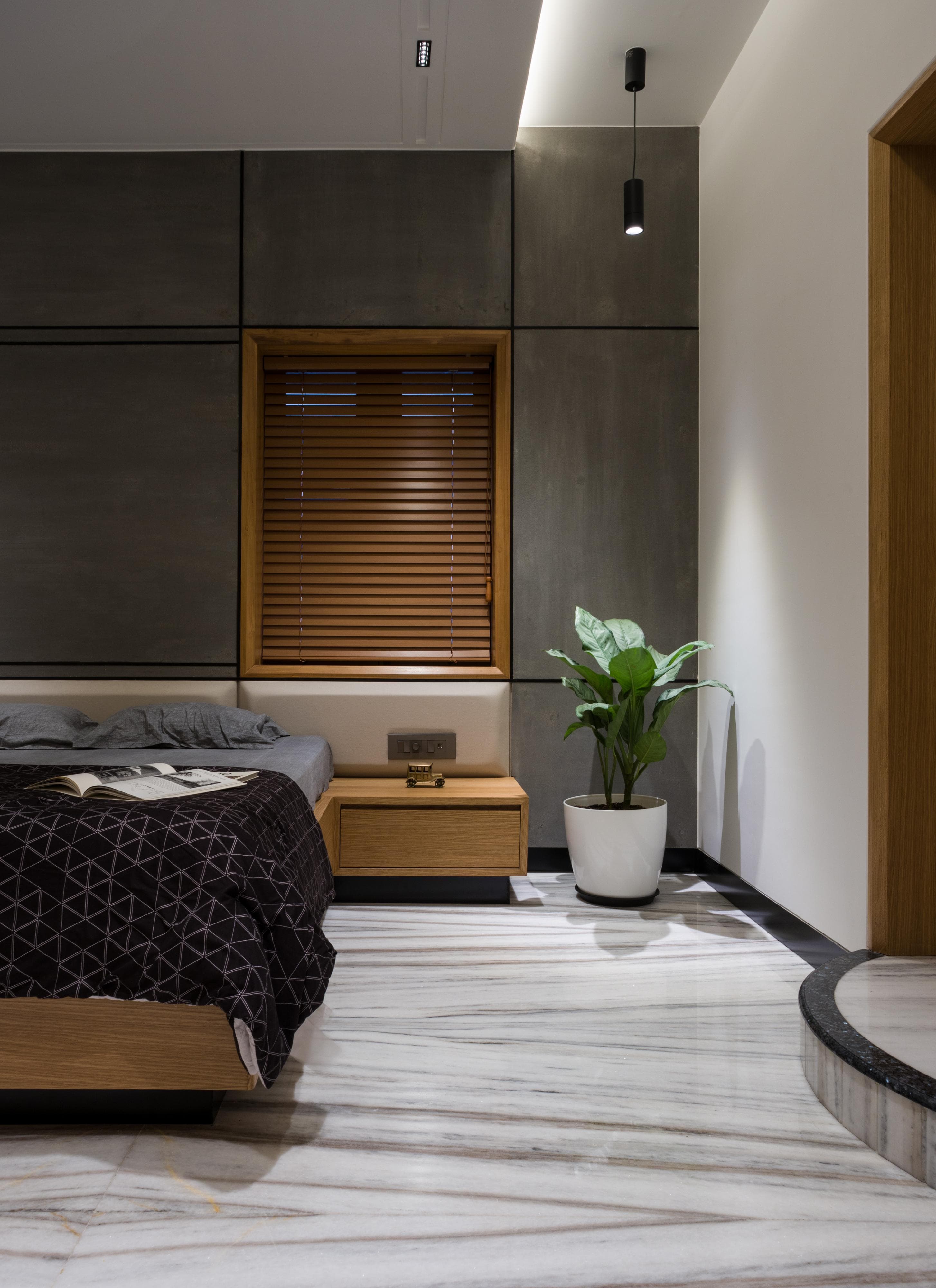 Close-up view of glass partitions