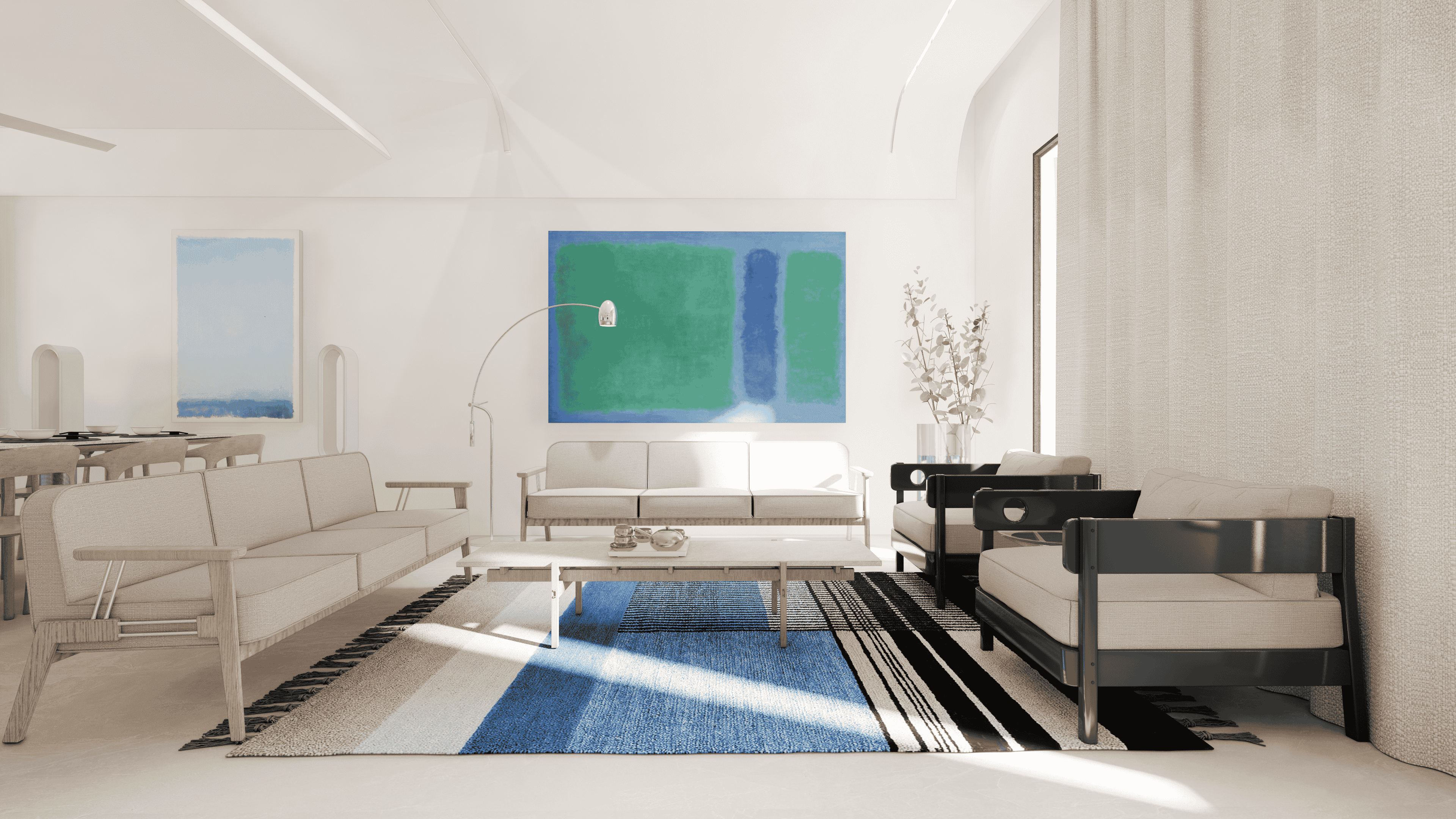 Interior design featuring glass walls