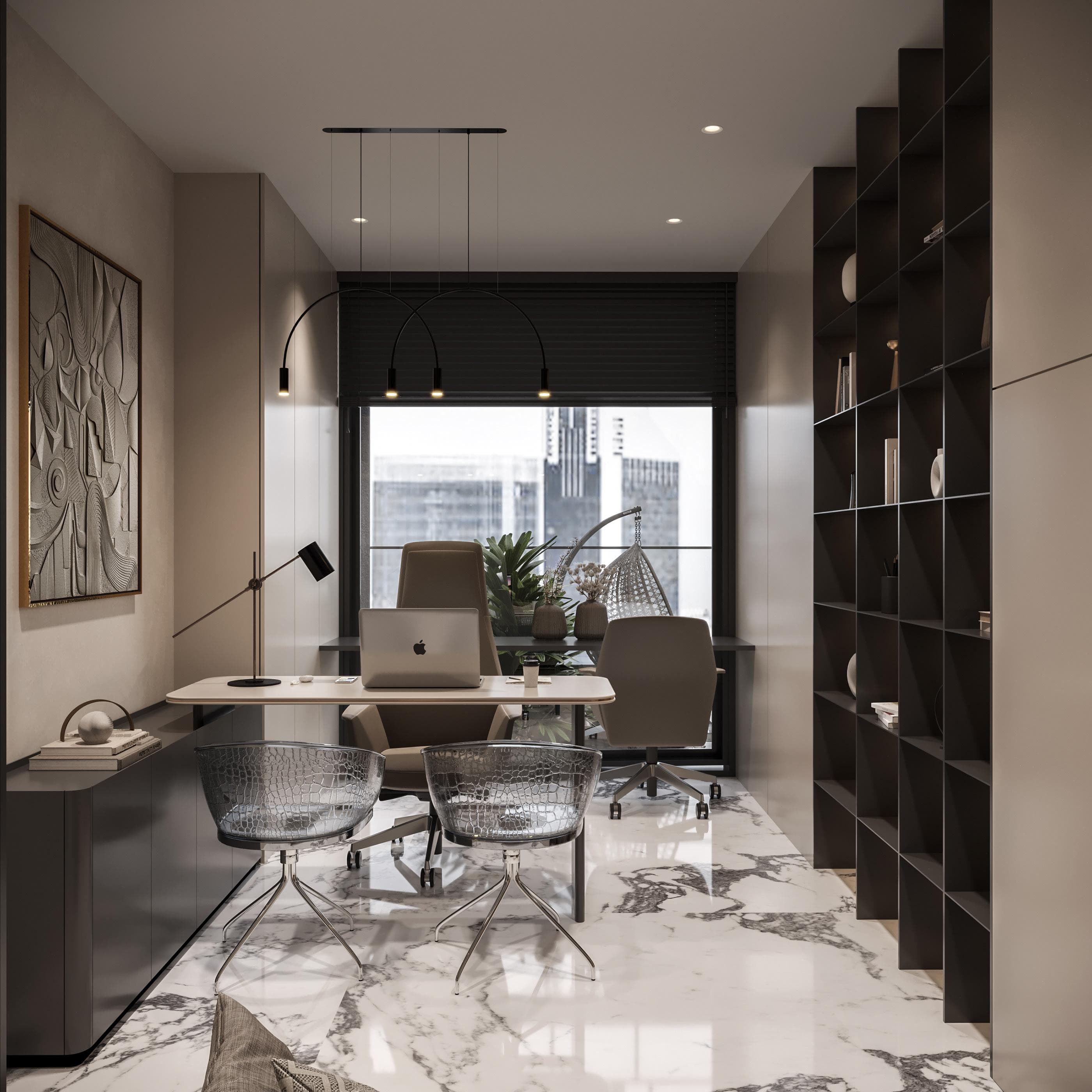 Open office layout with sleek design