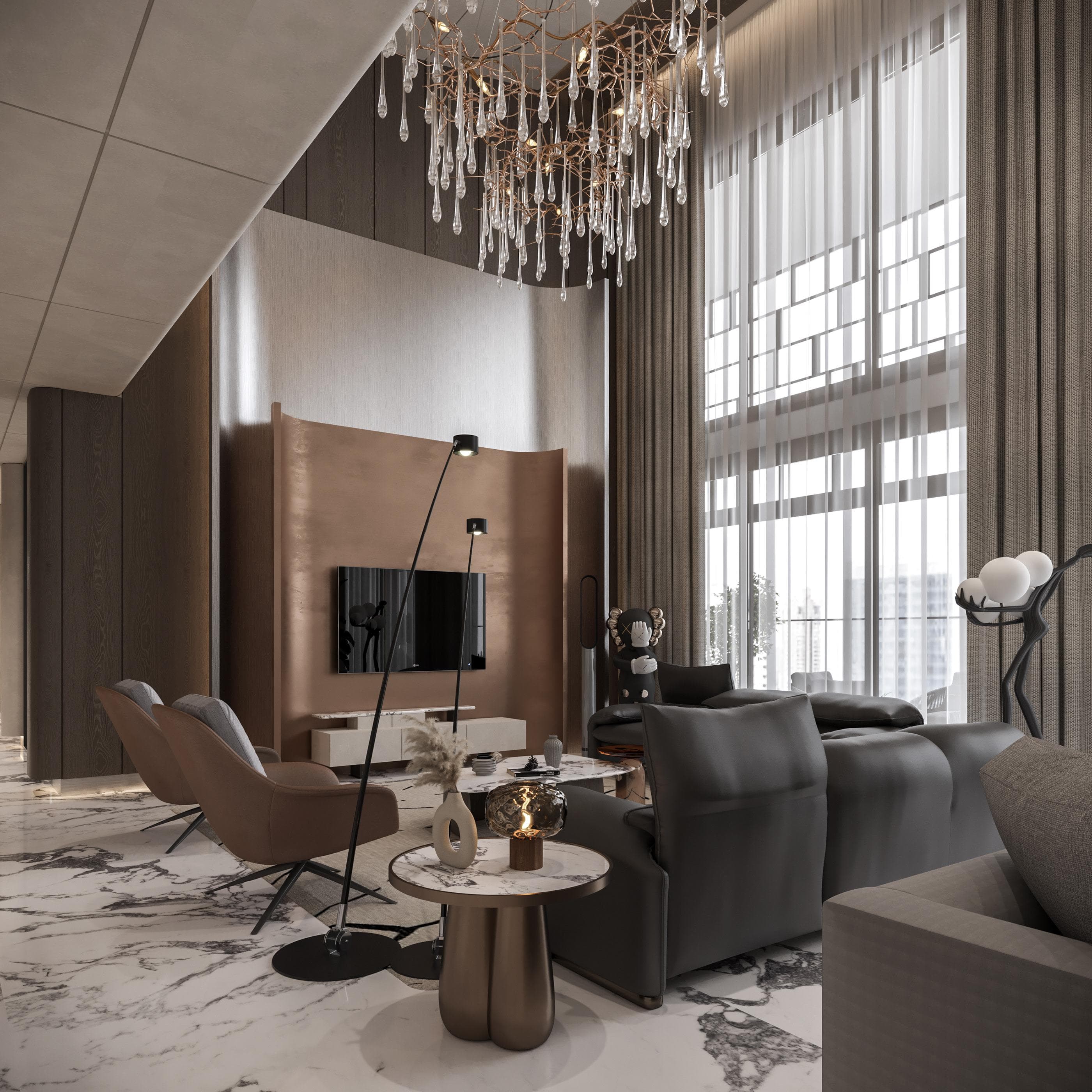 Meeting area with natural wood elements