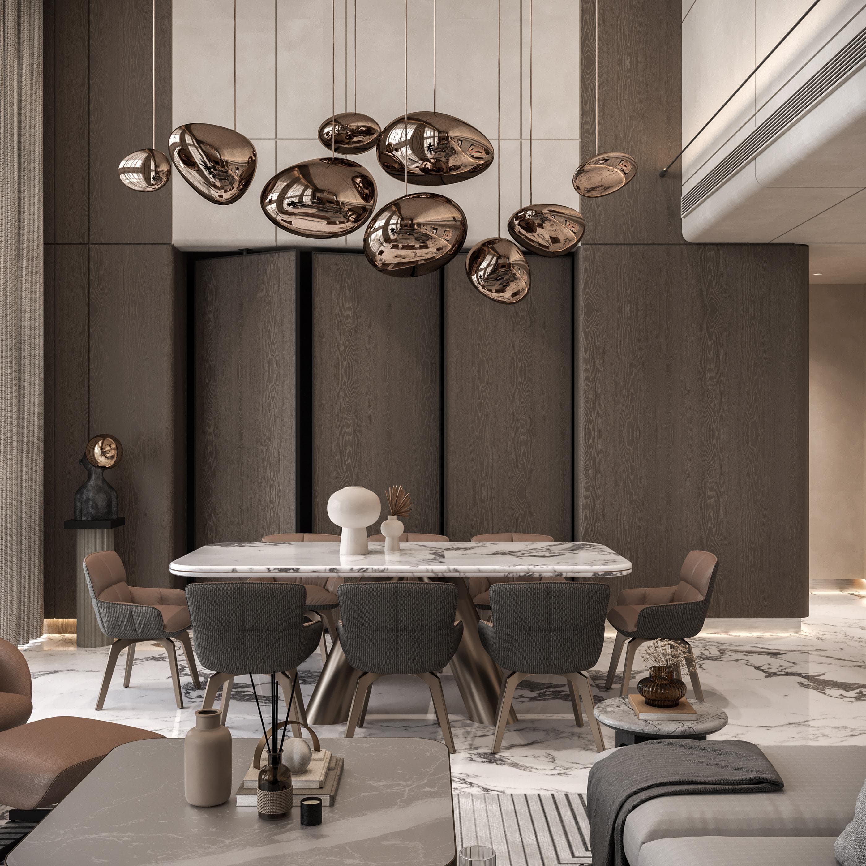 Conference table and natural light in office