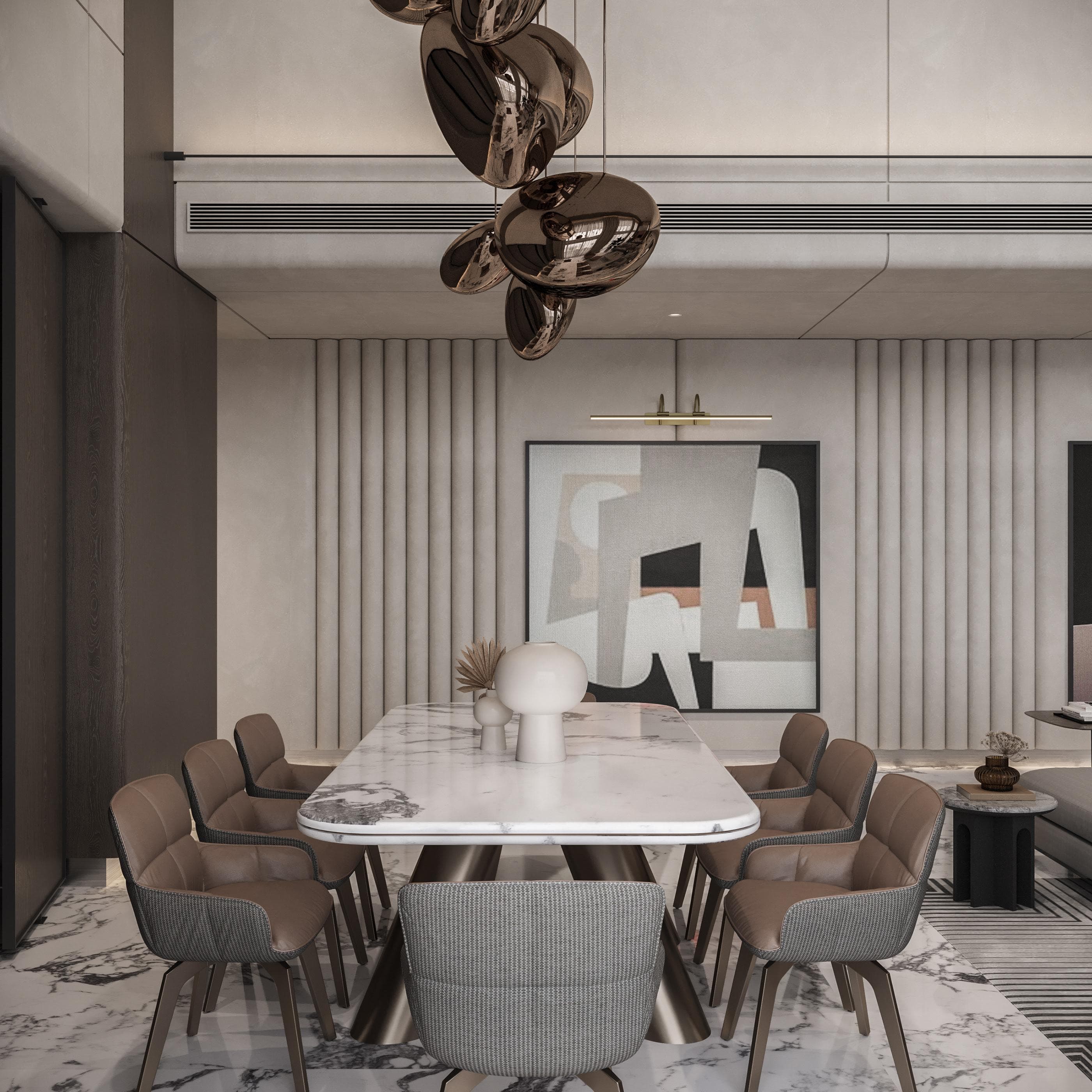 Conference table and natural light in office