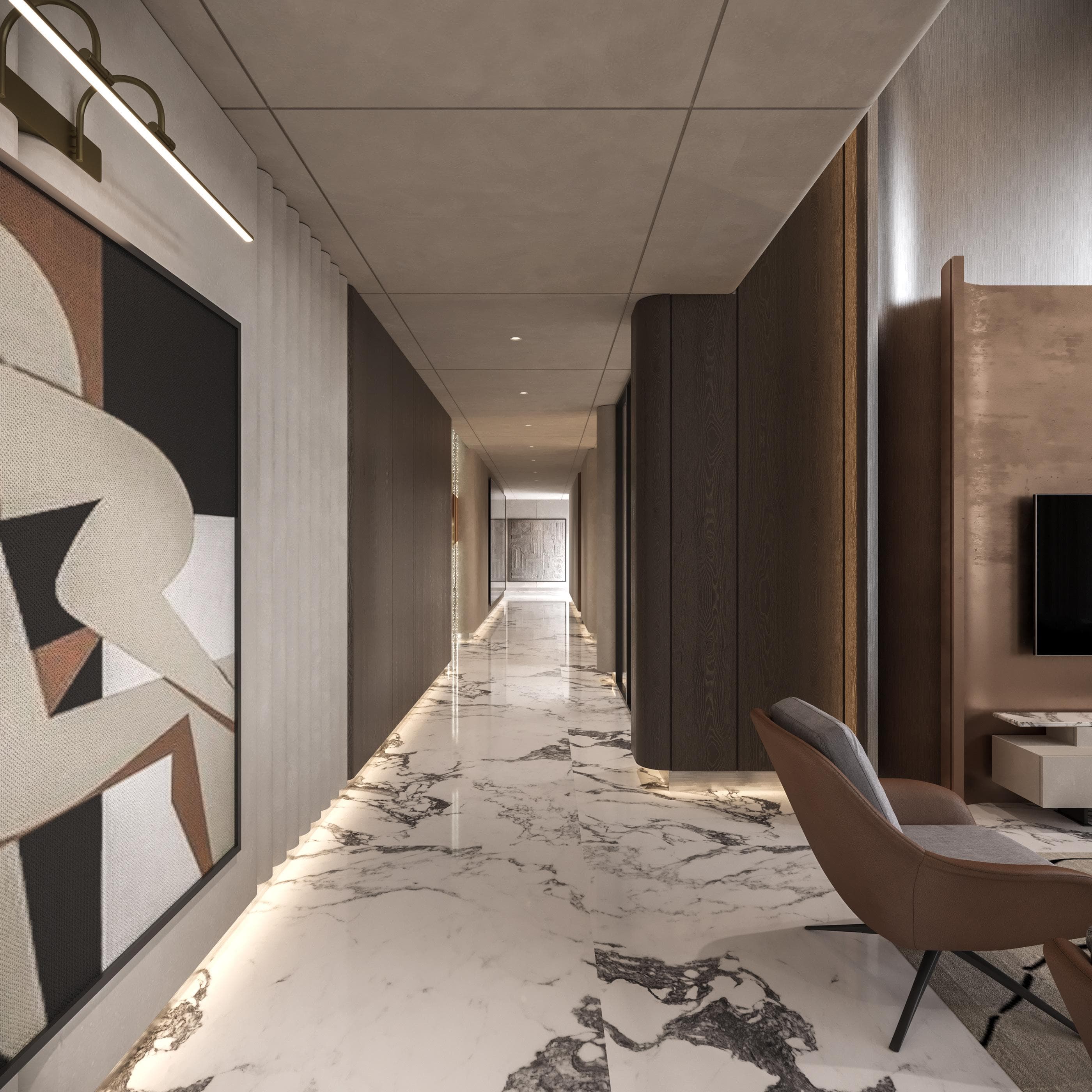 Conference table and natural light in office