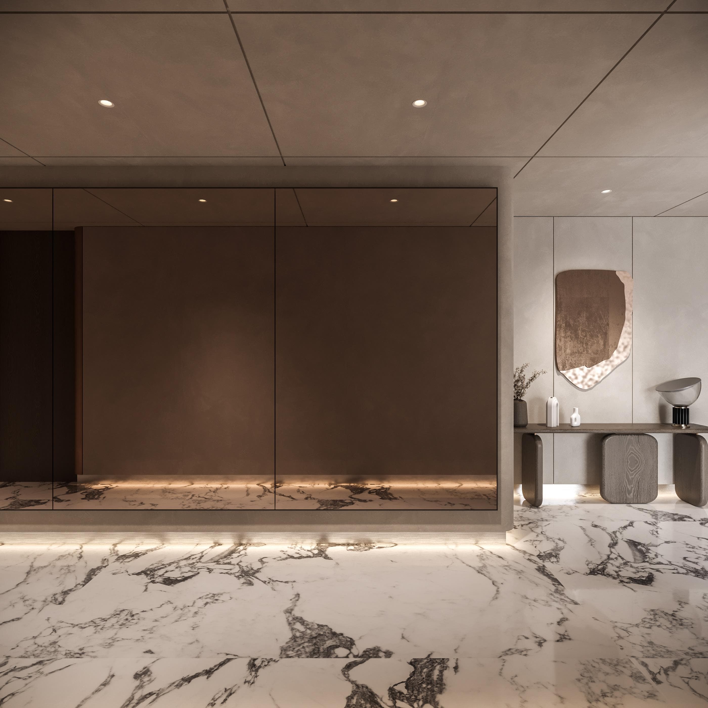 Conference table and natural light in office