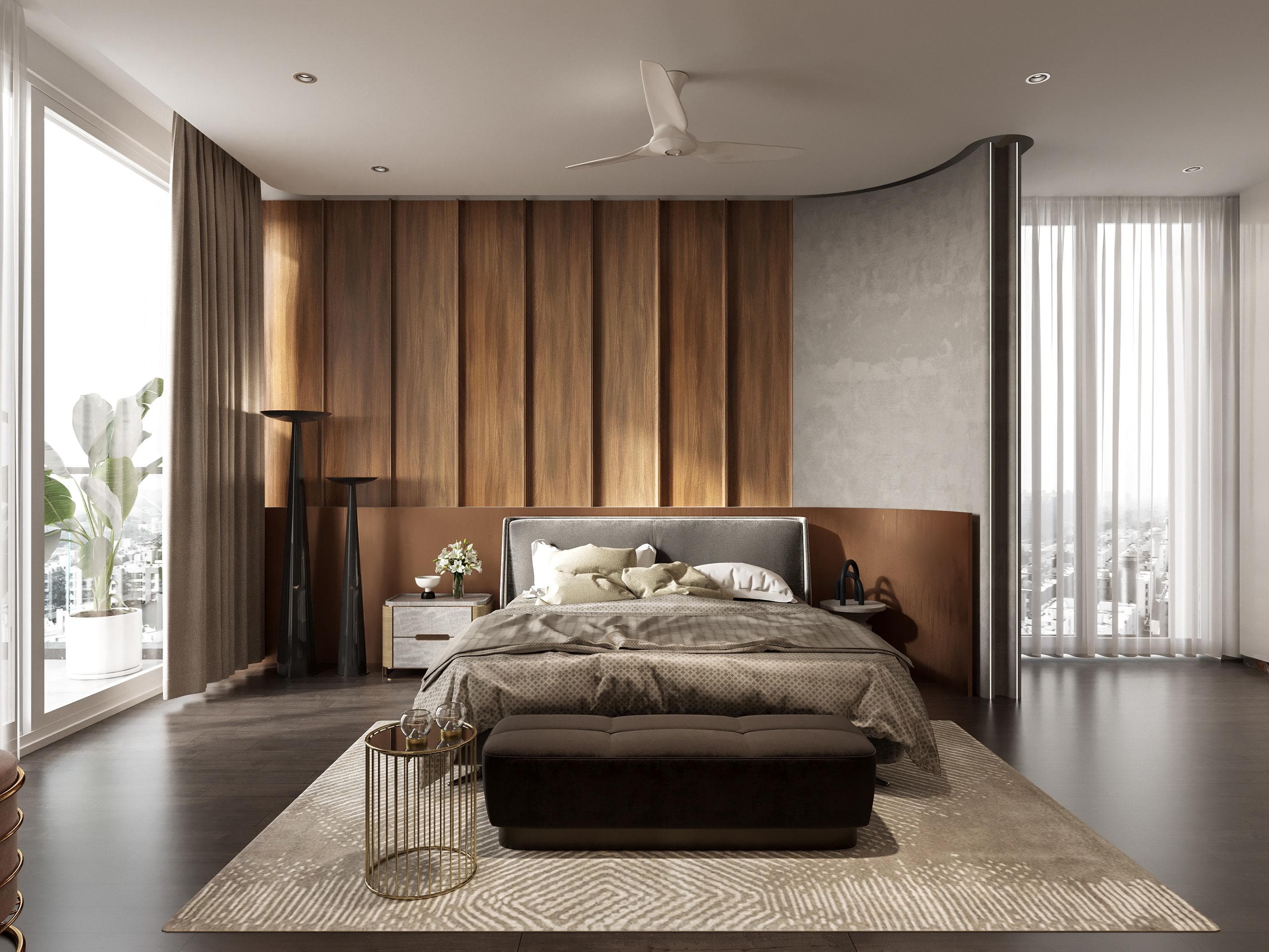 Conference table and natural light in office