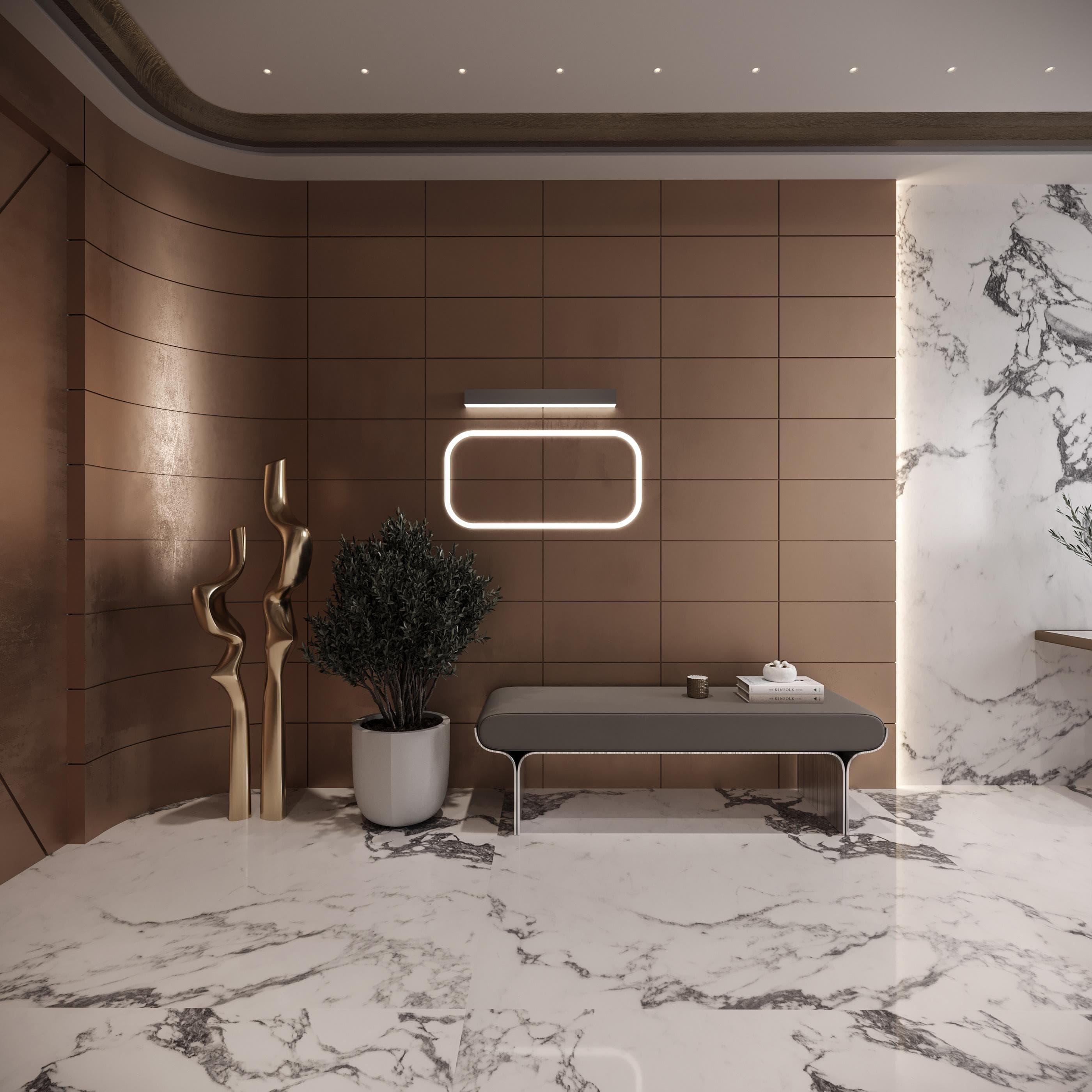 Modern office workspace with wooden finishes