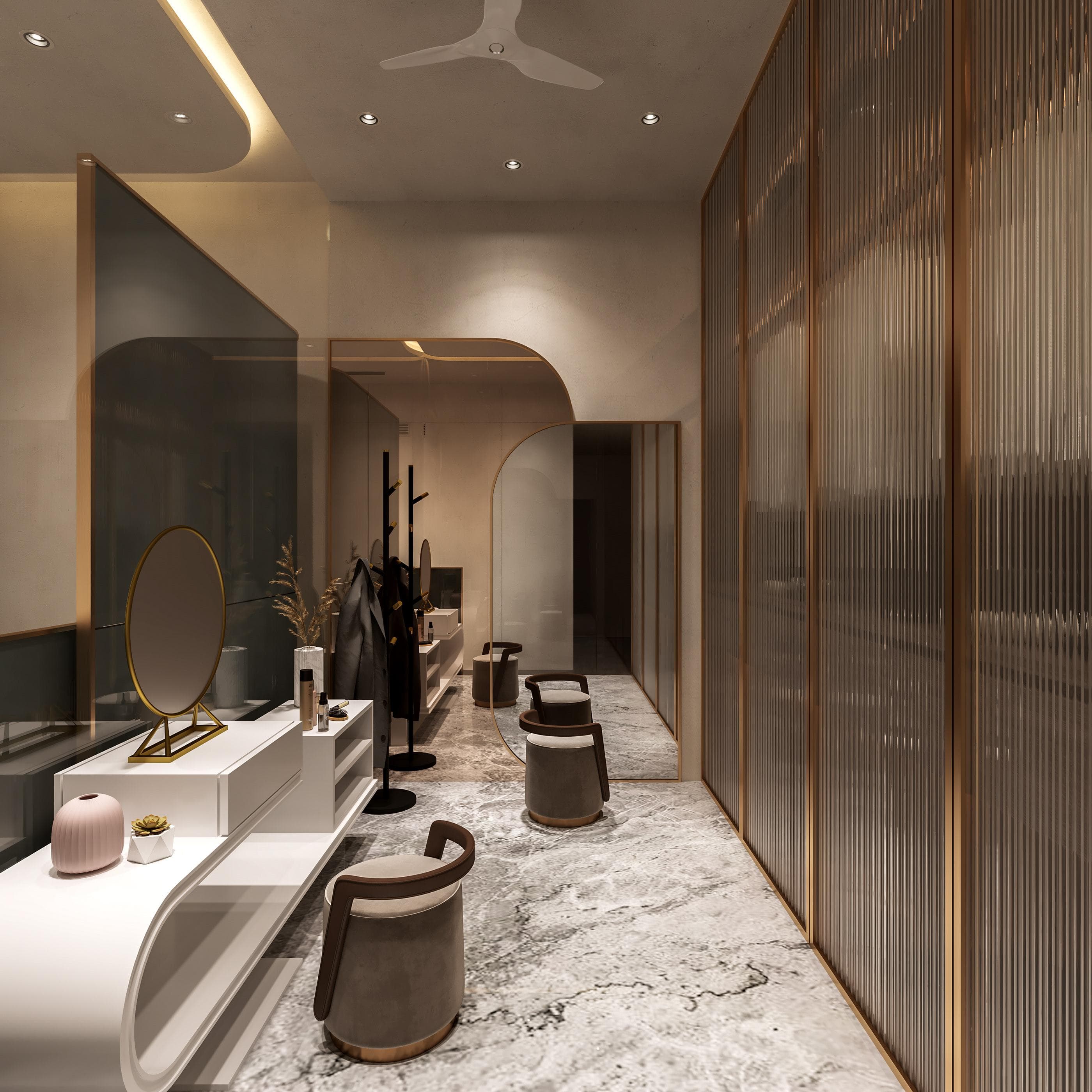 Conference table and natural light in office