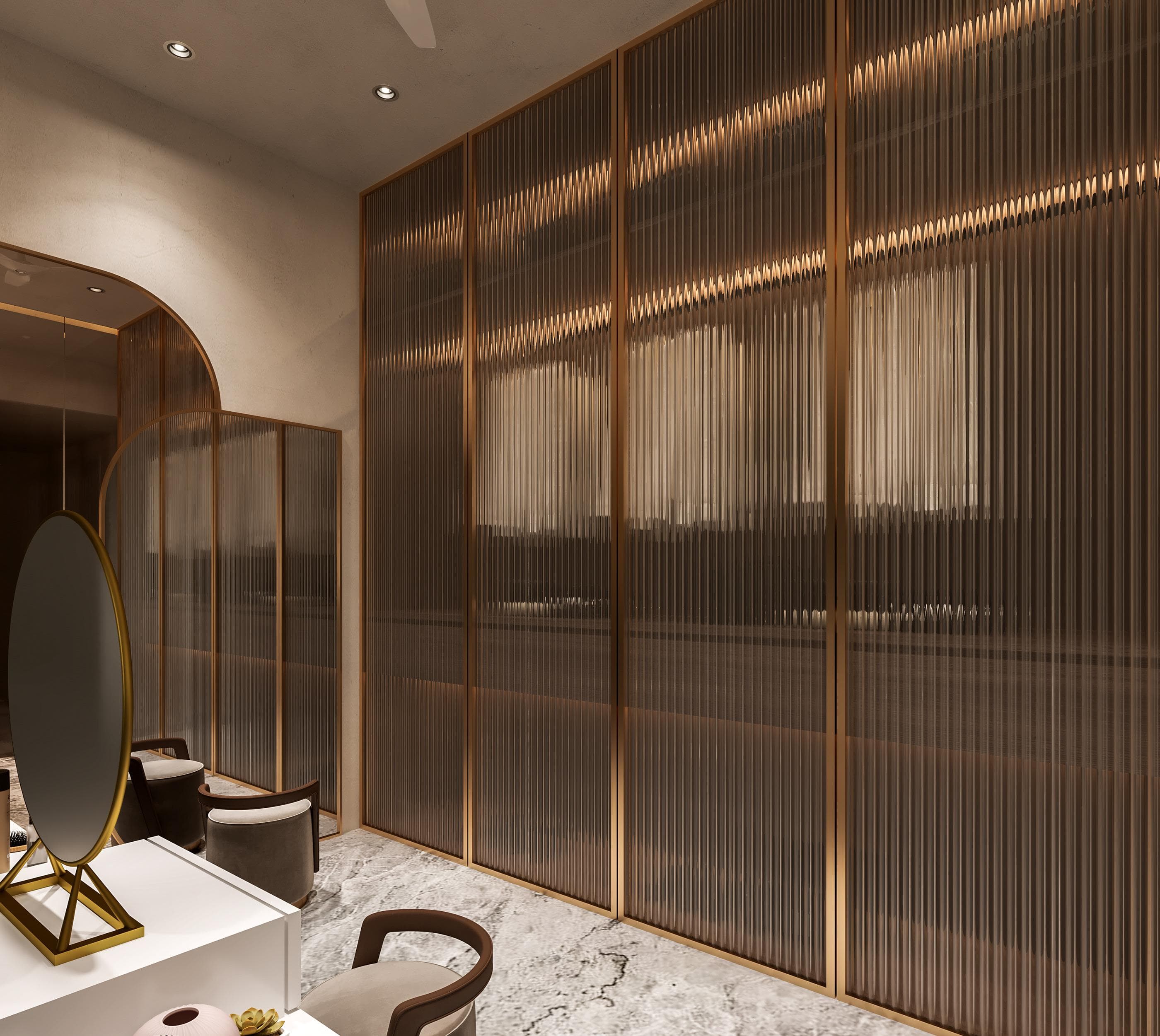 Conference table and natural light in office