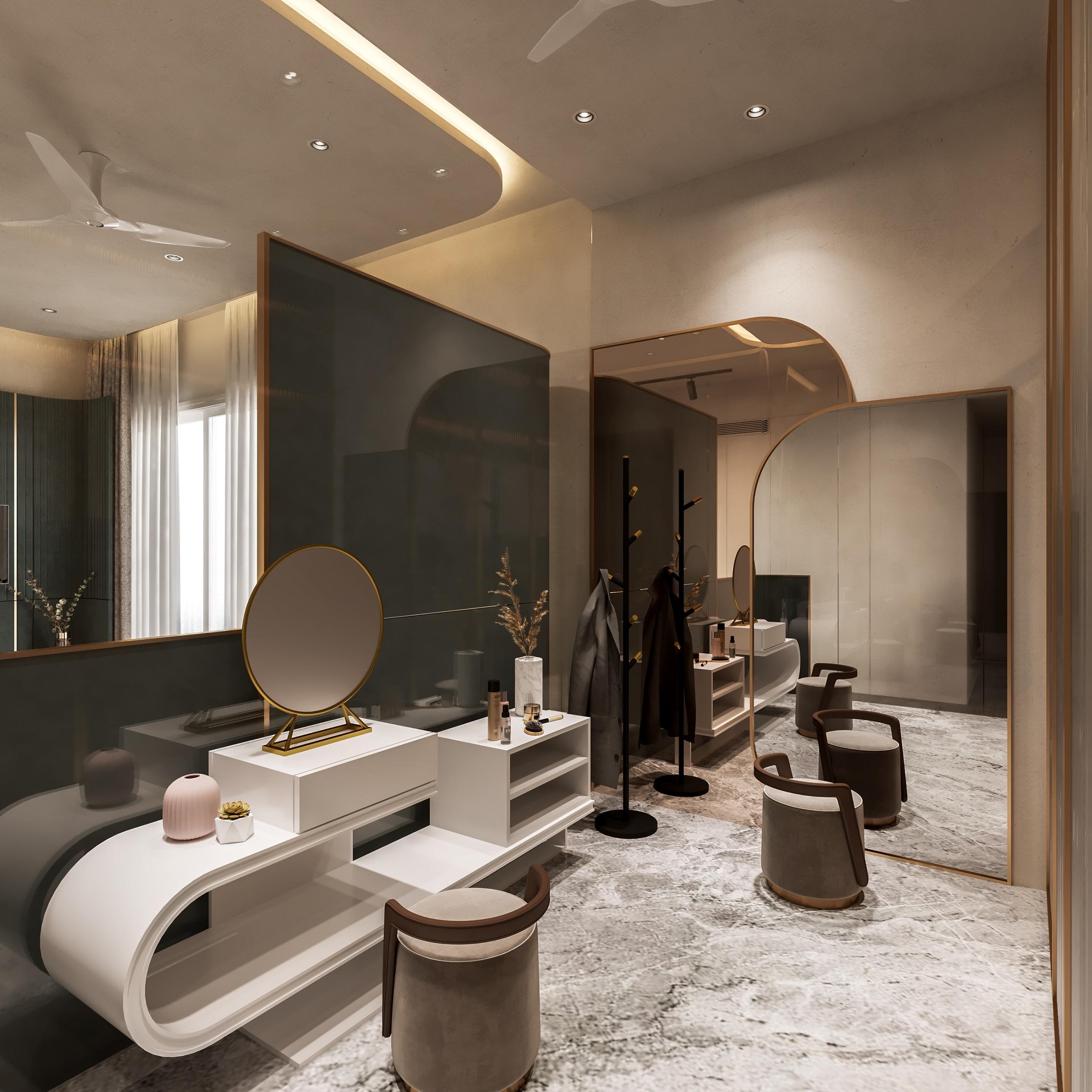 Conference table and natural light in office