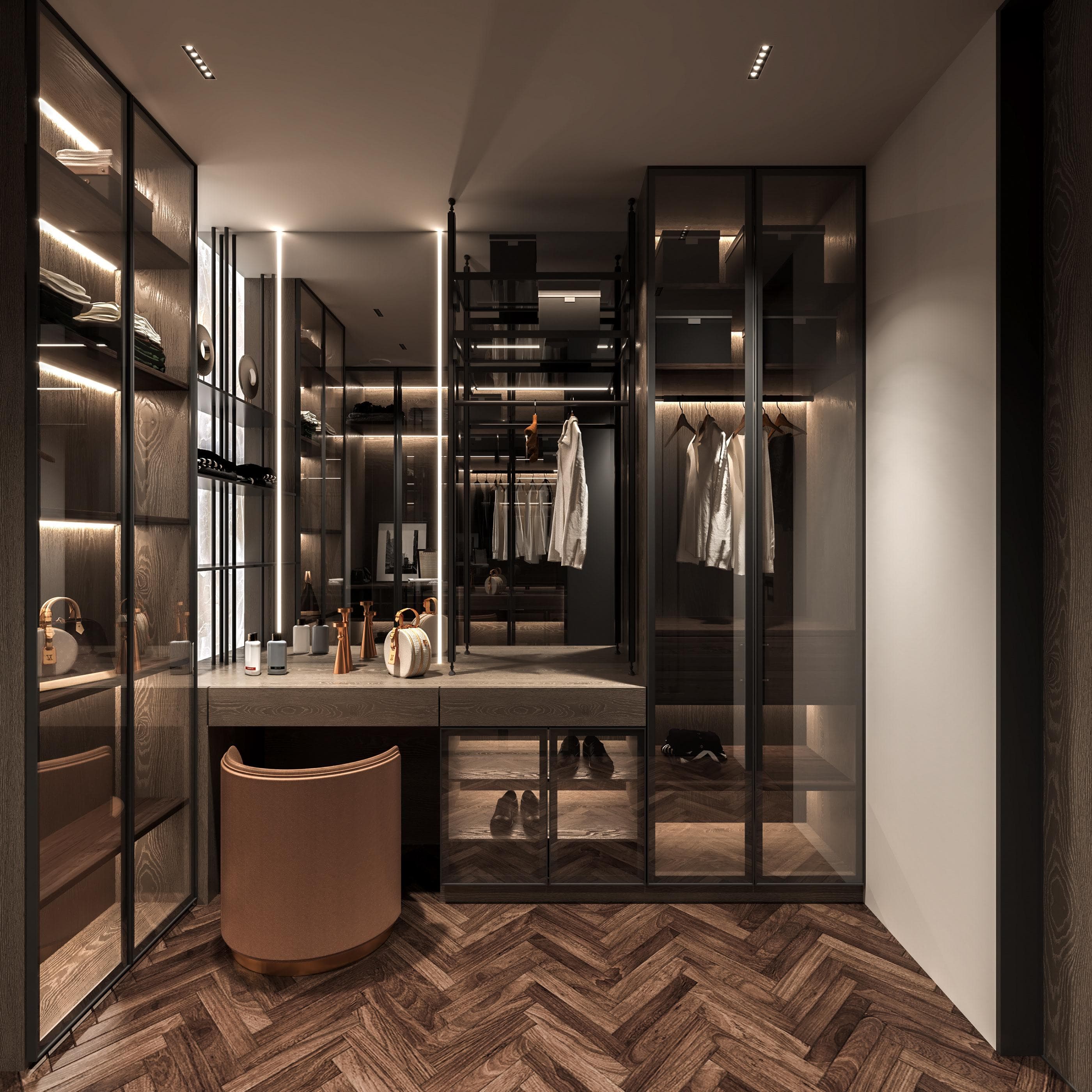 Conference table and natural light in office