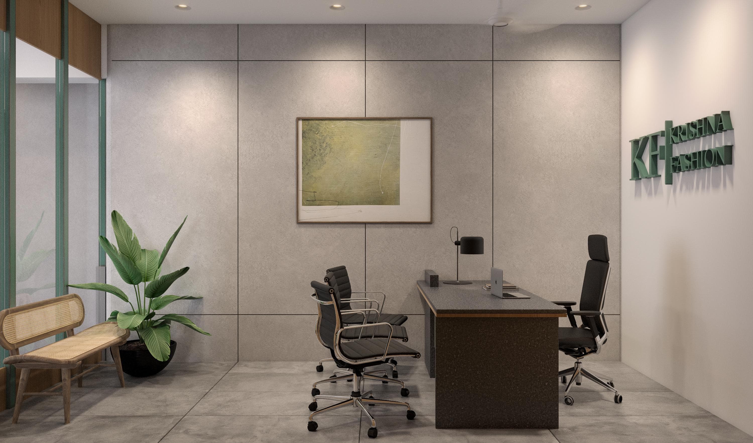 Corner view with wooden cabinetry