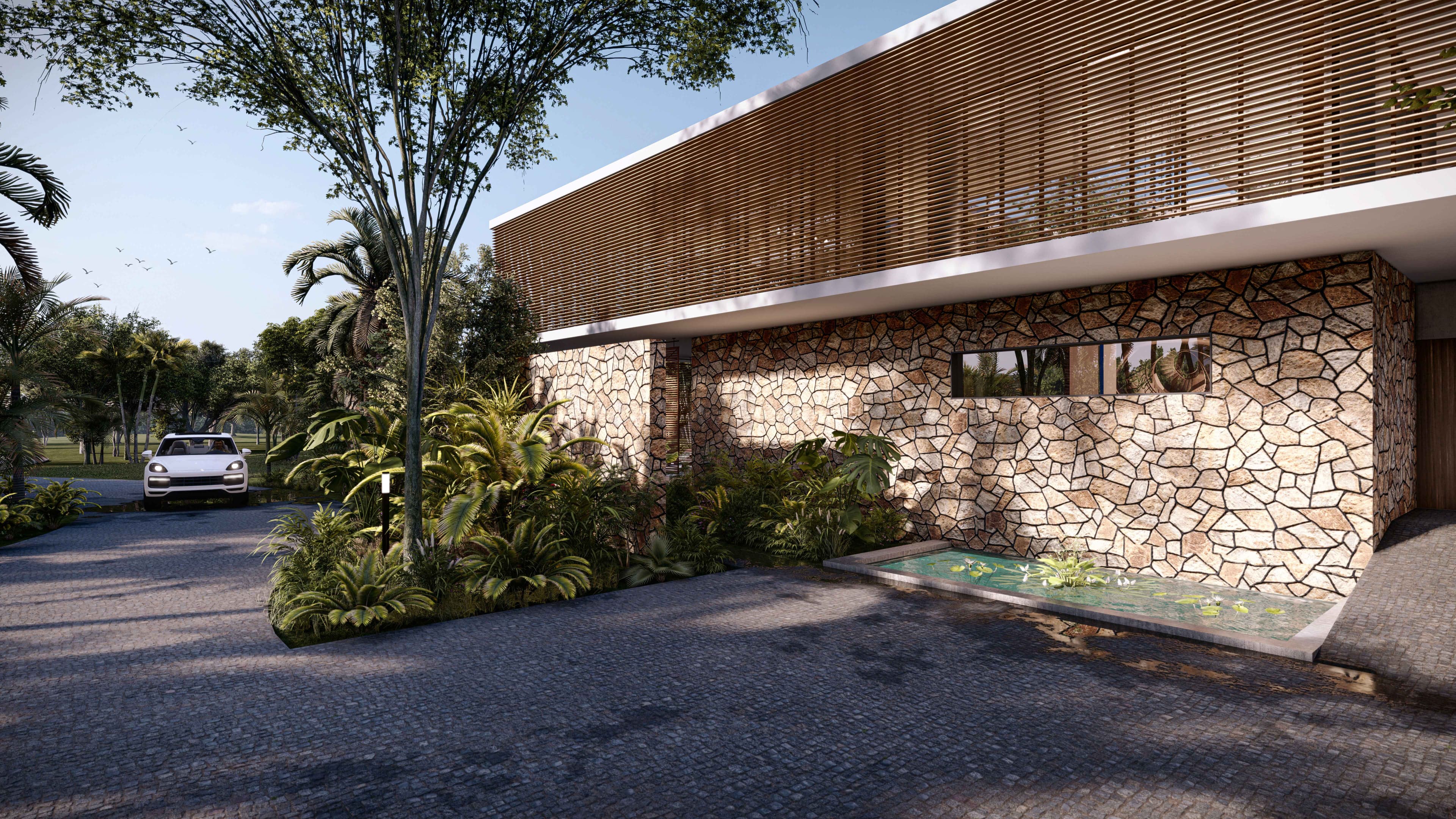 Wooden paneled wall with signage