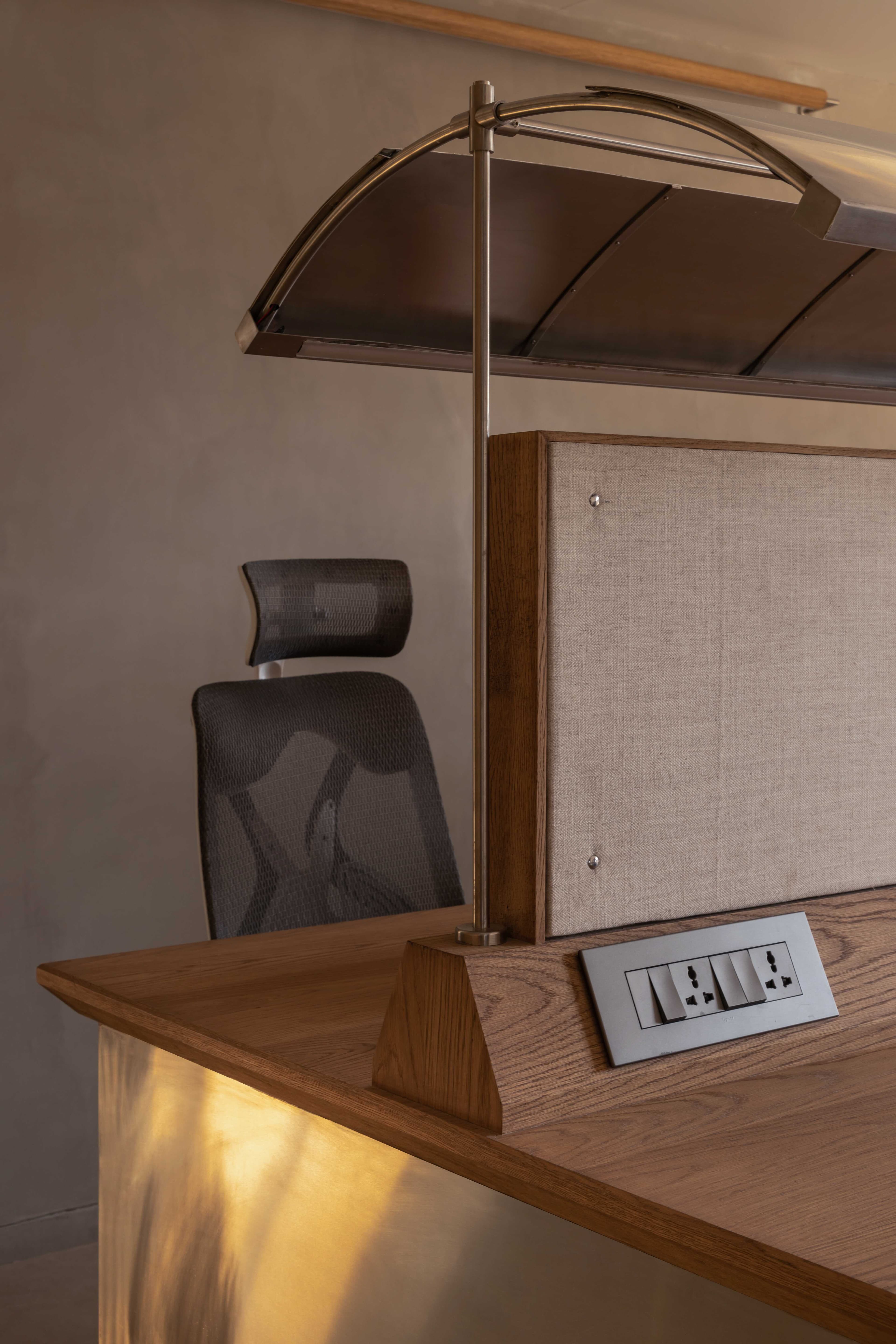 Wooden walls and glass panels in office