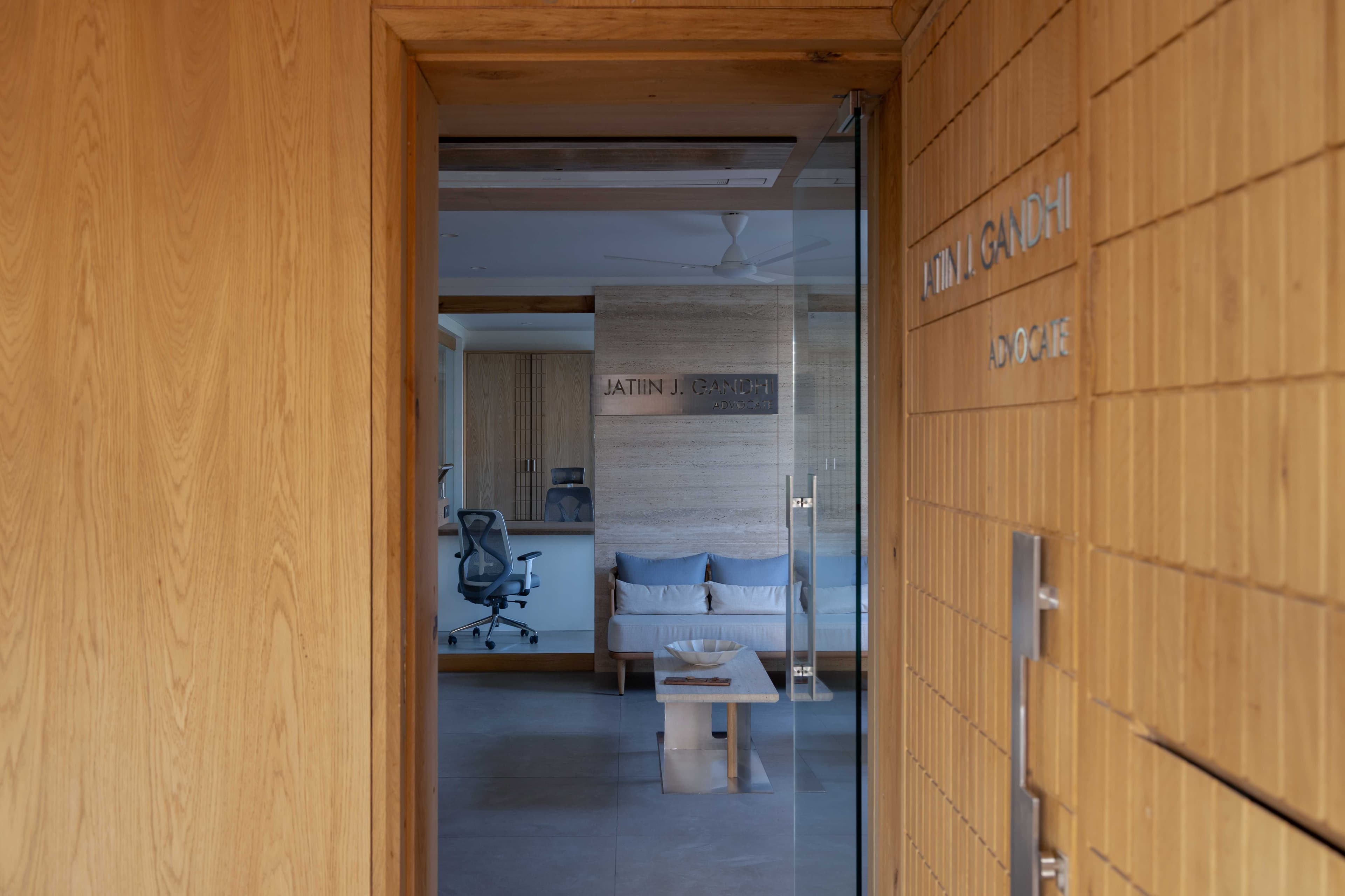 Wooden finishes combined with glass office space